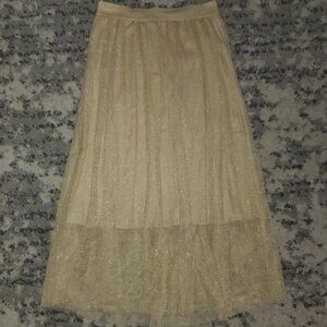 H&M Tan Glittering Long Skirt || EUC || sz 4